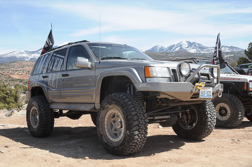 V-8 ZJ Jeep Grand Cherokee modified for trail running at Moab, Utah.