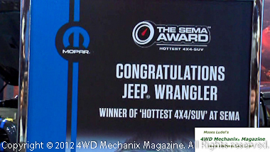 The huge Mopar display announced the new Jeep division of Mopar Performance.