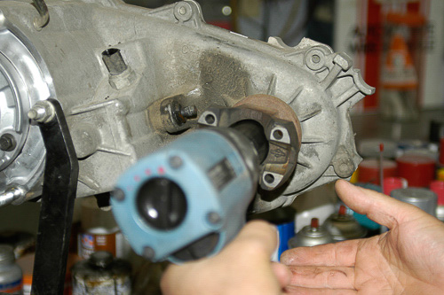 Front yoke nut removal made easy with air impact tools.
