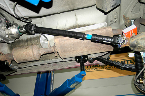 Sideview of a CV-style rear driveline.