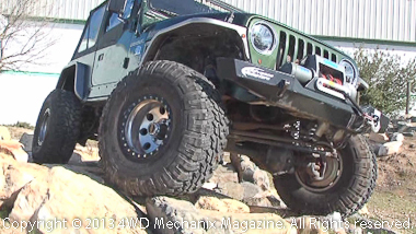 This test mule is a 2007 Jeep TJ Wrangler with a 5.3L LS V-8 conversion.