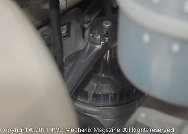 The Dodge-Ram Cummins truck fuel filter is readily accessible on later applications.