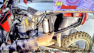 Dirt seepage paste air filter on Honda XR650R motorcycle engine
