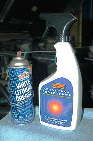 White Lithium Grease and '303' Protectant.