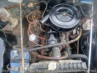 Top view of 196 inline AMC six in 1964 Jeep CJ-5